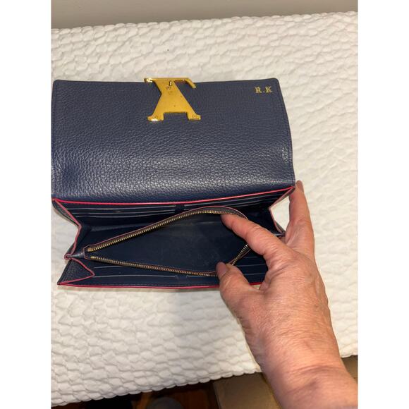 Louis Vuitton Navy Leather Envelope Wallet - Picture 4 of 6